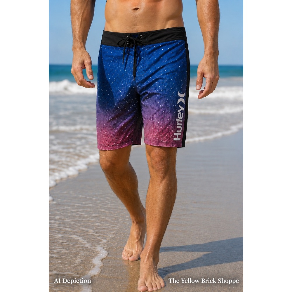 Hurley Phantom Board Shorts Men's 32 Blue Purple Ombre Swim Trunks